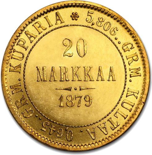 20 Markkaa 1878 1913 Finland Gold Coin Florinus.bg